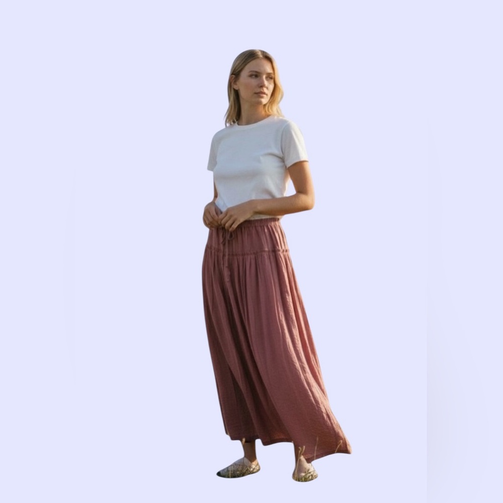 Bobeau Dark Blush Deep Rose Maxi Skirt Size M NWT - Picture 2 of 11
